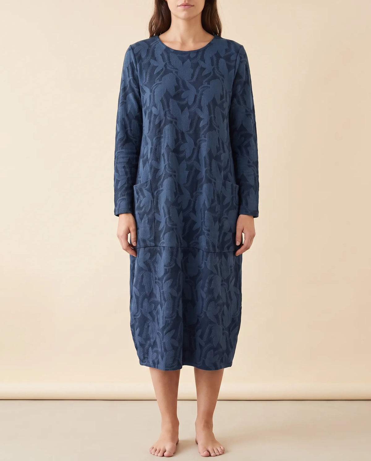 Sloane Midi Dress for Women - Long Sleeve Printed with Pockets