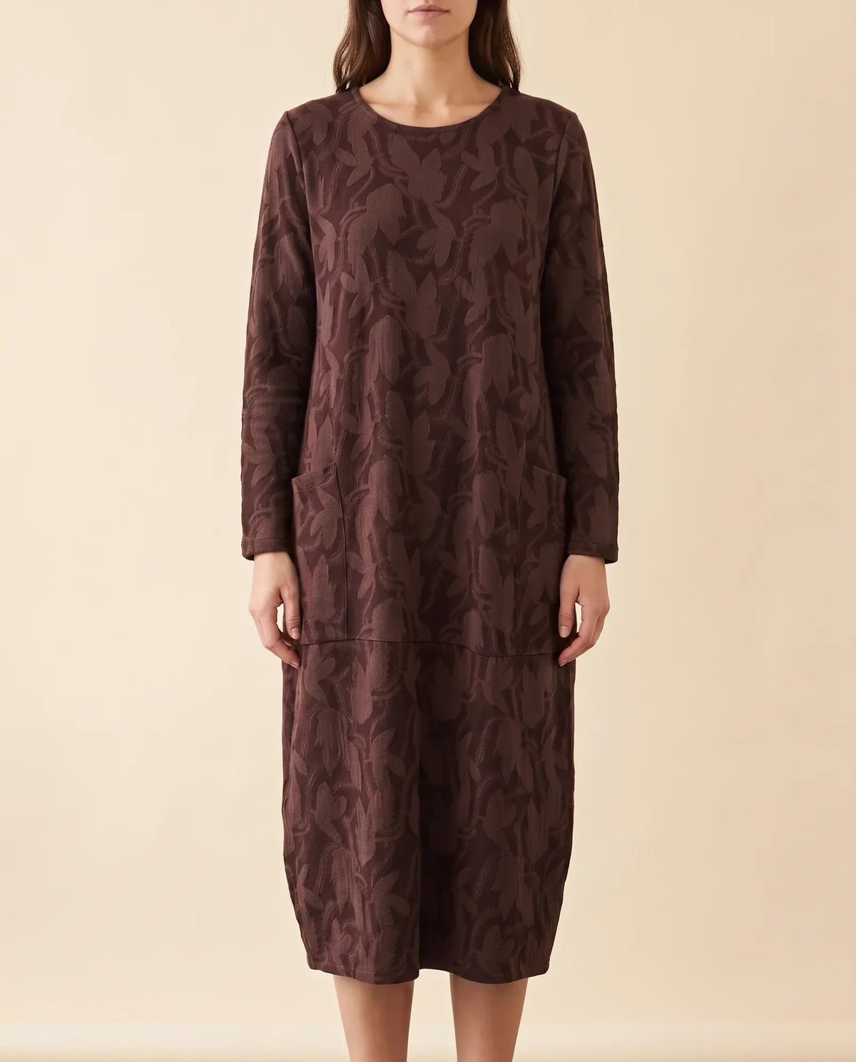 Sloane Midi Dress for Women - Long Sleeve Printed with Pockets