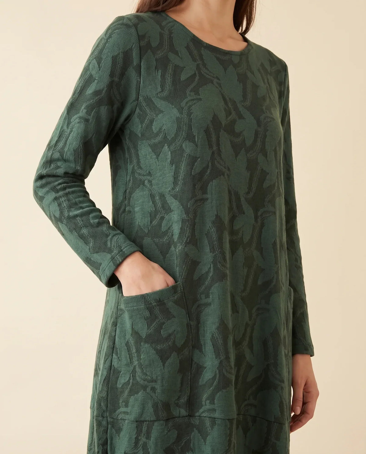 Sloane Midi Dress for Women - Long Sleeve Printed with Pockets