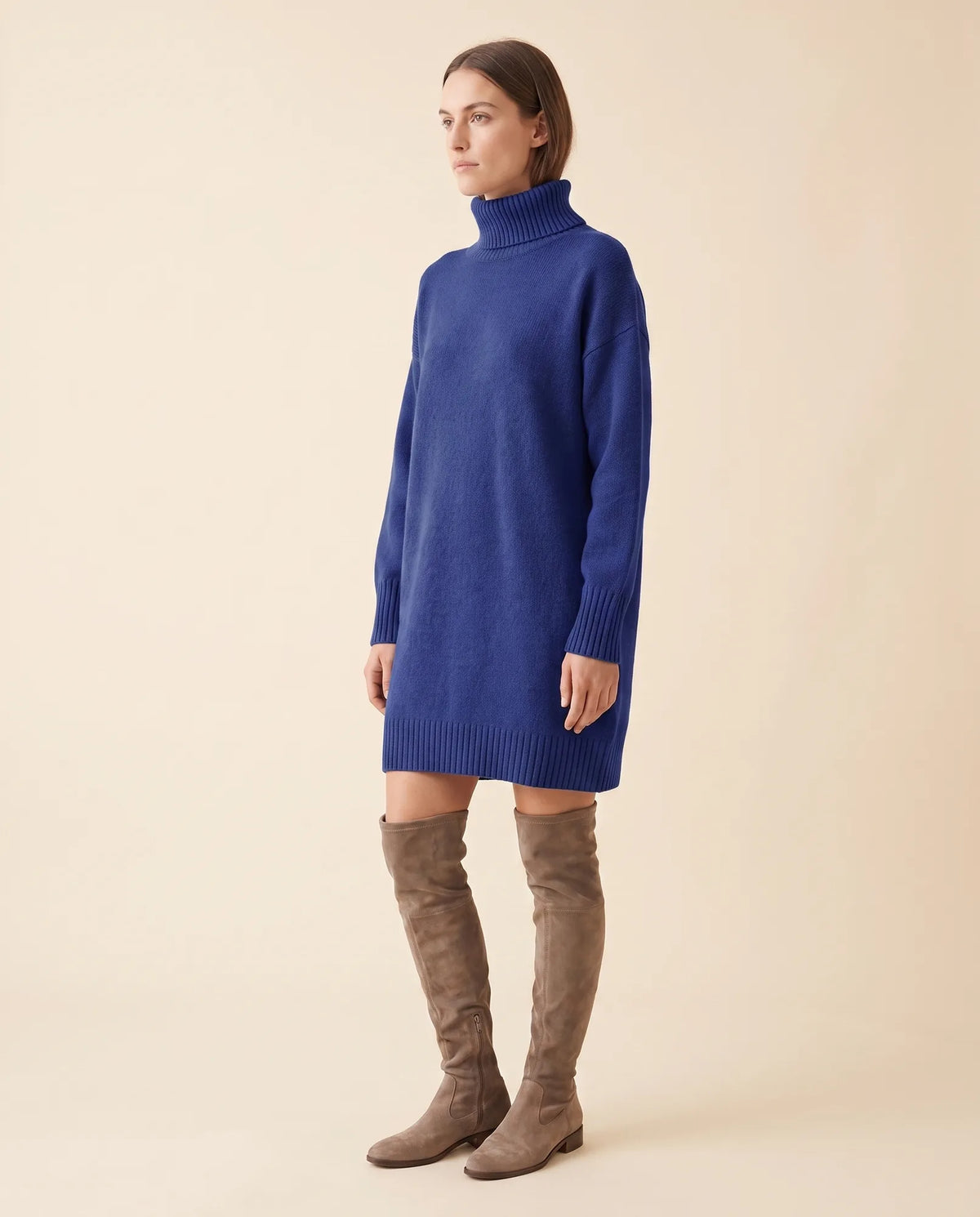 Tess Sweater Dress for Women - Turtleneck Long Sleeve Relaxed