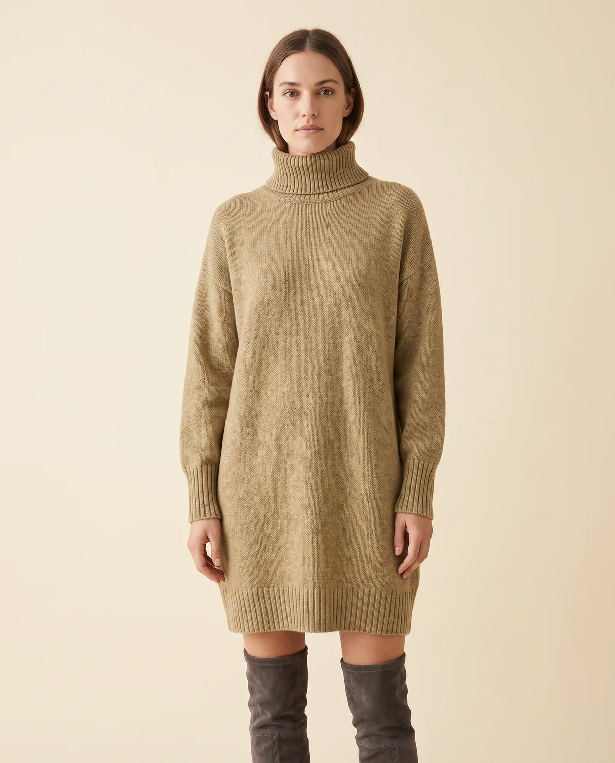 Tess Sweater Dress for Women - Turtleneck Long Sleeve Relaxed