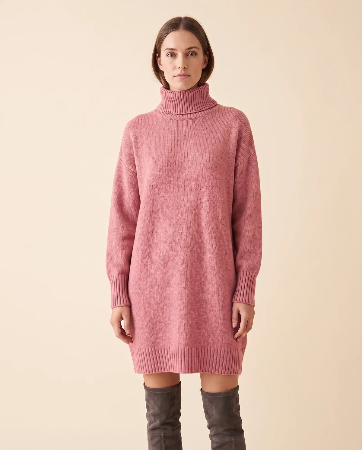 Tess Sweater Dress for Women - Turtleneck Long Sleeve Relaxed