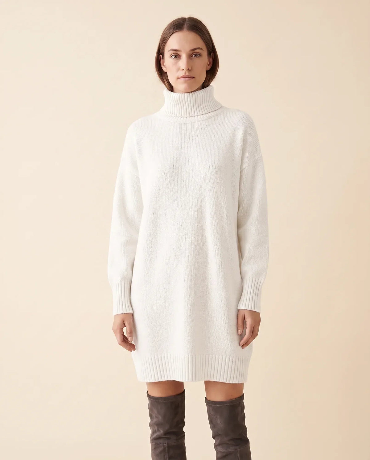 Tess Sweater Dress for Women - Turtleneck Long Sleeve Relaxed