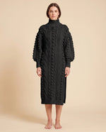Viola Sweater Dress for Women - Cable Knit Turtleneck Midi