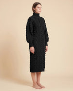 Viola Sweater Dress for Women - Cable Knit Turtleneck Midi