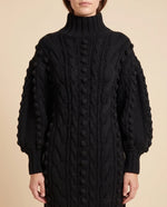Viola Sweater Dress for Women - Cable Knit Turtleneck Midi