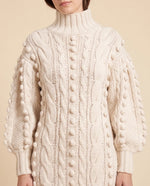 Viola Sweater Dress for Women - Cable Knit Turtleneck Midi