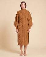 Viola Sweater Dress for Women - Cable Knit Turtleneck Midi