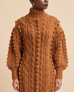 Viola Sweater Dress for Women - Cable Knit Turtleneck Midi