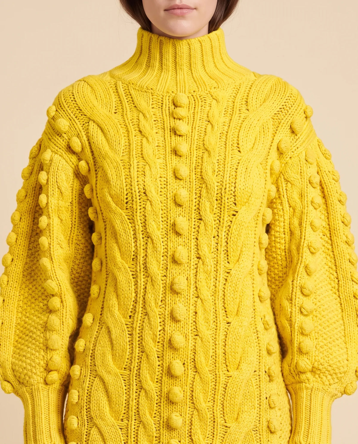 Viola Sweater Dress for Women - Cable Knit Turtleneck Midi