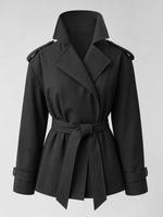 Ashcombe Short Belted Trench in black, product shot