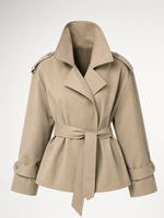 Ashcombe Short Belted Trench in khaki, product shot