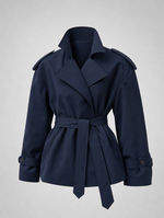 Ashcombe Short Belted Trench in navy, product shot