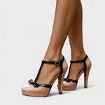 Lena T-Strap Bow Platform Heels