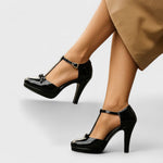 Lena T-Strap Bow Platform Heels