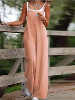 Elfriede Linen Wide-Leg Overall Jumpsuit