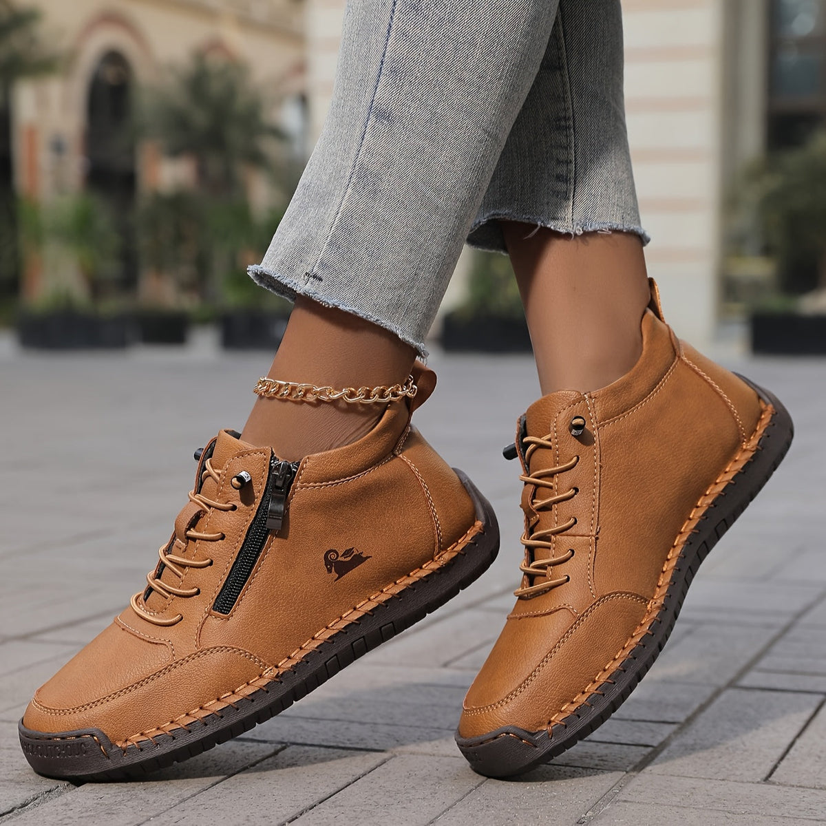 Bettina Comfort Lace-Up Sneakers with Side Zip