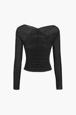 Susanne Ruched Mesh Long-Sleeve Top