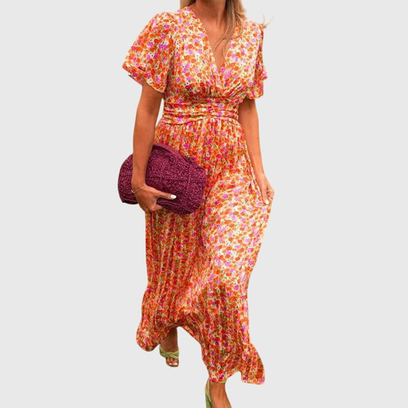 Regine Floral Short-Sleeve Maxi Dress