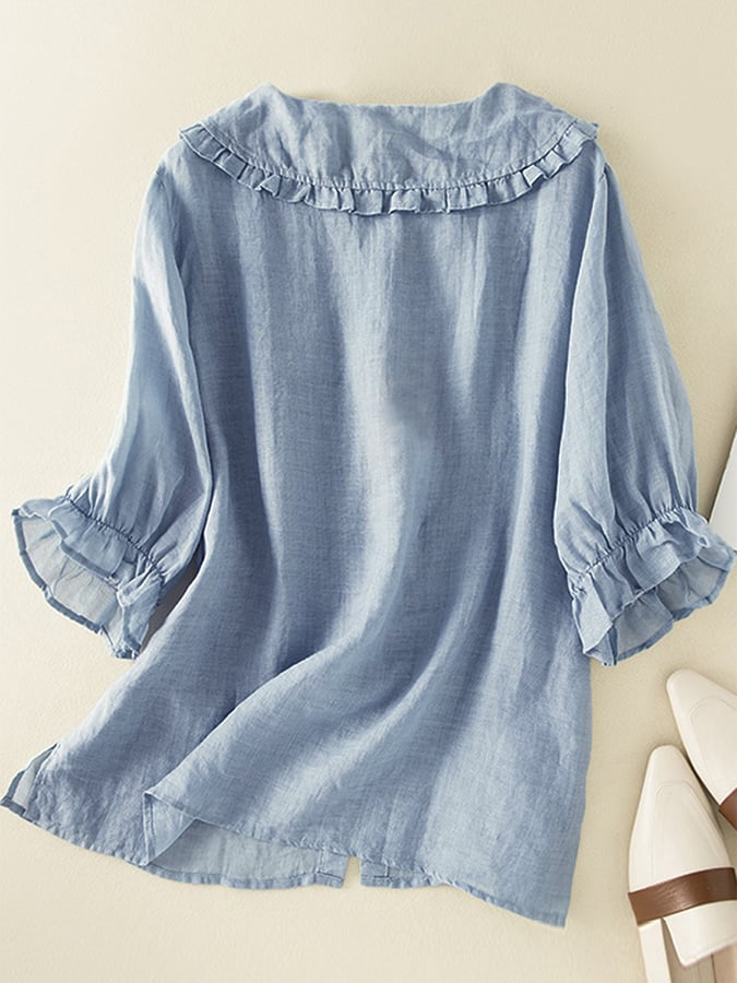 Natalie Relaxed Ruffle Collar Shirt