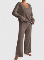 Sabina Ribbed Wide-Leg Lounge Set
