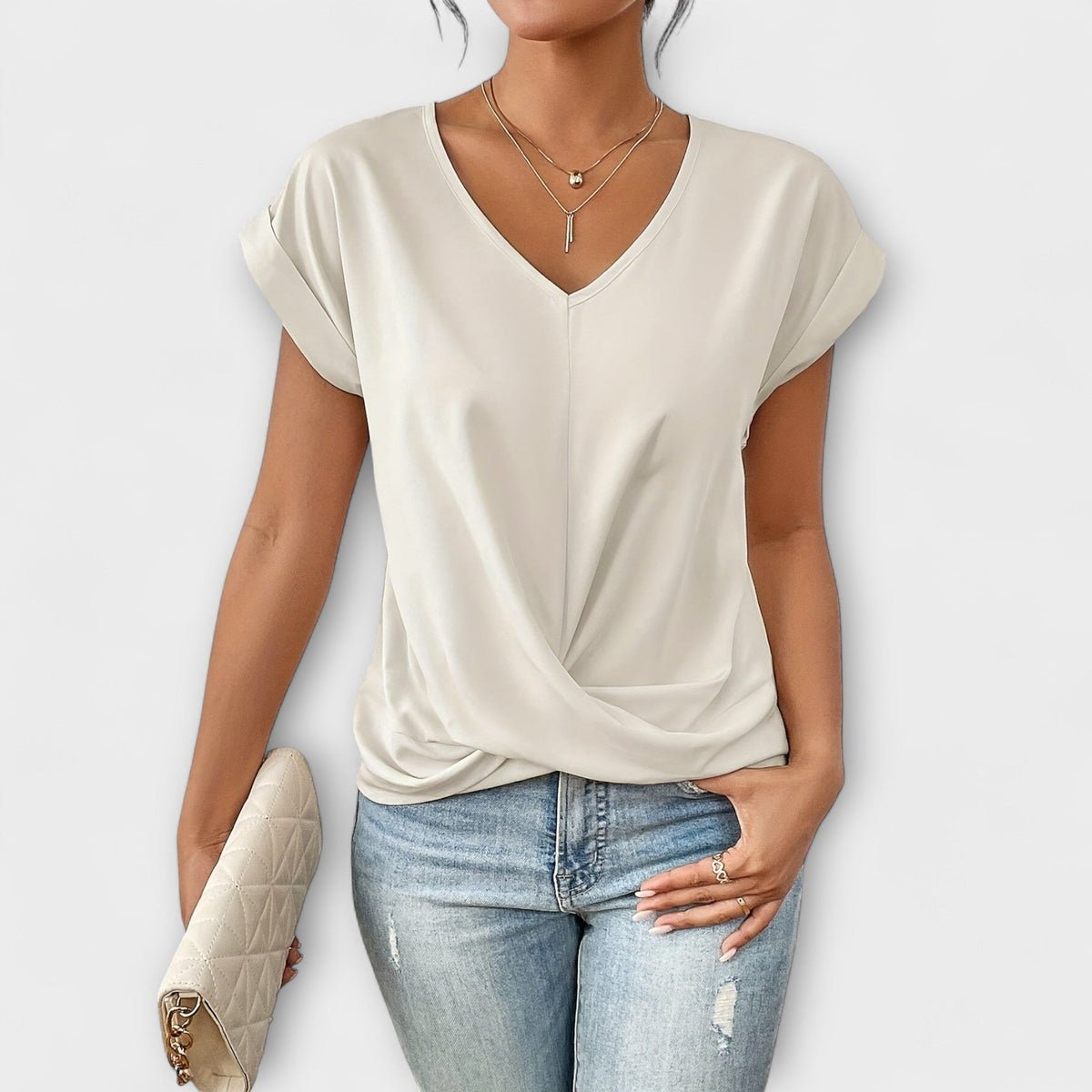Carlinda | Elegant V-Neck Top, women's top – view 5