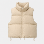 Beckford Cropped Puffer Vest in beige