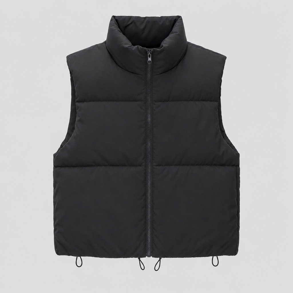 Beckford Cropped Puffer Vest in black