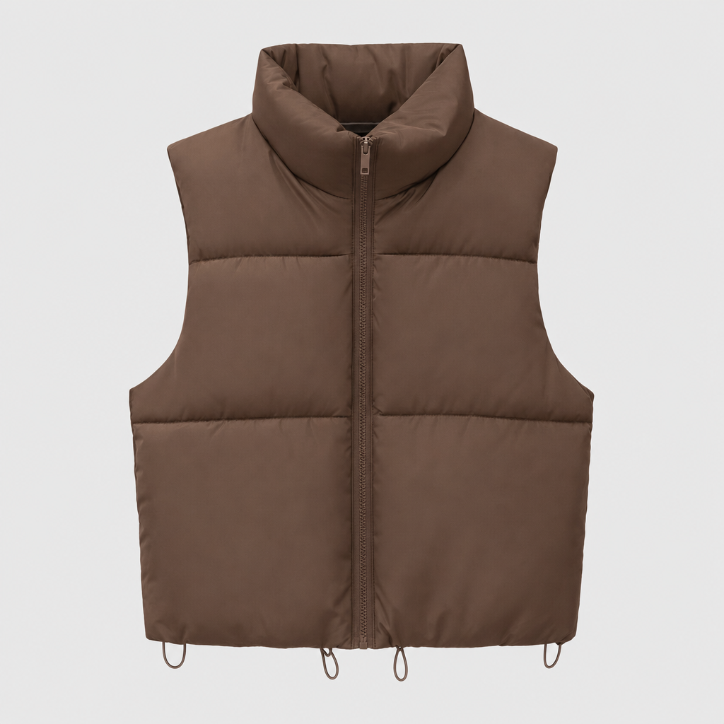 Beckford Cropped Puffer Vest in brown