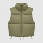 Beckford Cropped Puffer Vest in khaki