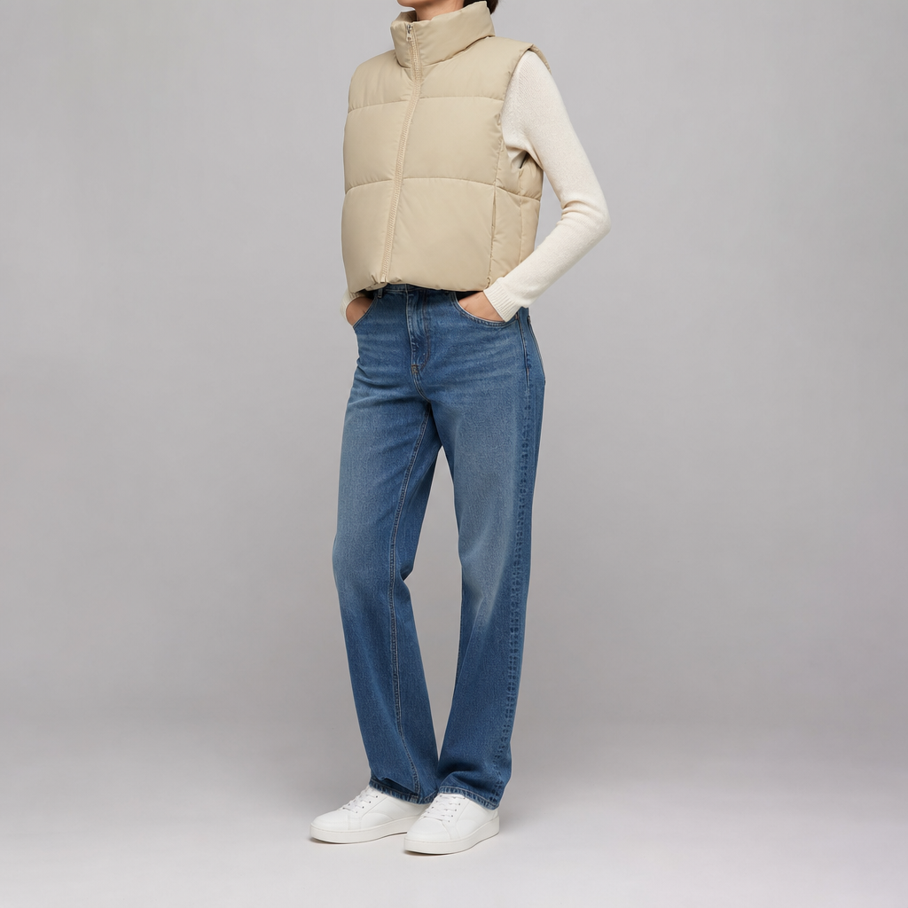 Beckford Cropped Puffer Vest worn, side