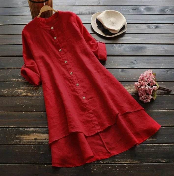 Katharina Linen Shirtdress with Asymmetric Hem