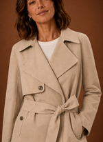 Women's Trench Coat - Belted Waist Casual Jacket | Areleon