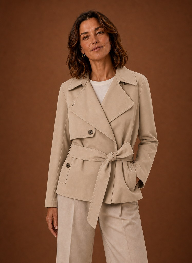 Women's Trench Coat - Belted Waist Casual Jacket | Areleon