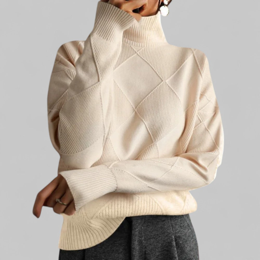 Barbara Oversized Patterned Turtleneck Sweater