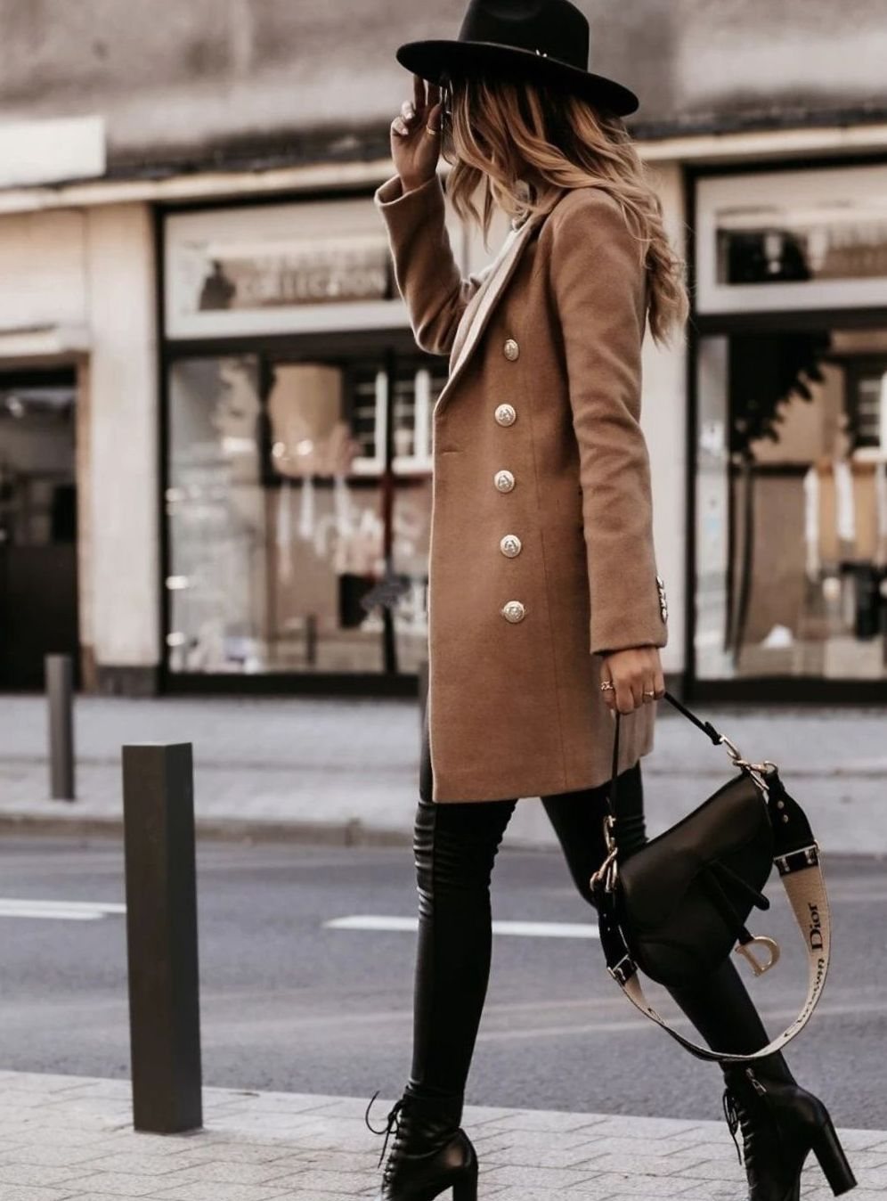 Amelie Double-Breasted Slim-Fit Long Coat