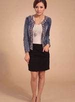 Lena Rhinestone Cropped Denim Jacket