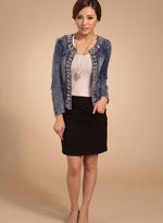 Lena Rhinestone Cropped Denim Jacket