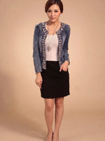 Lena Rhinestone Cropped Denim Jacket