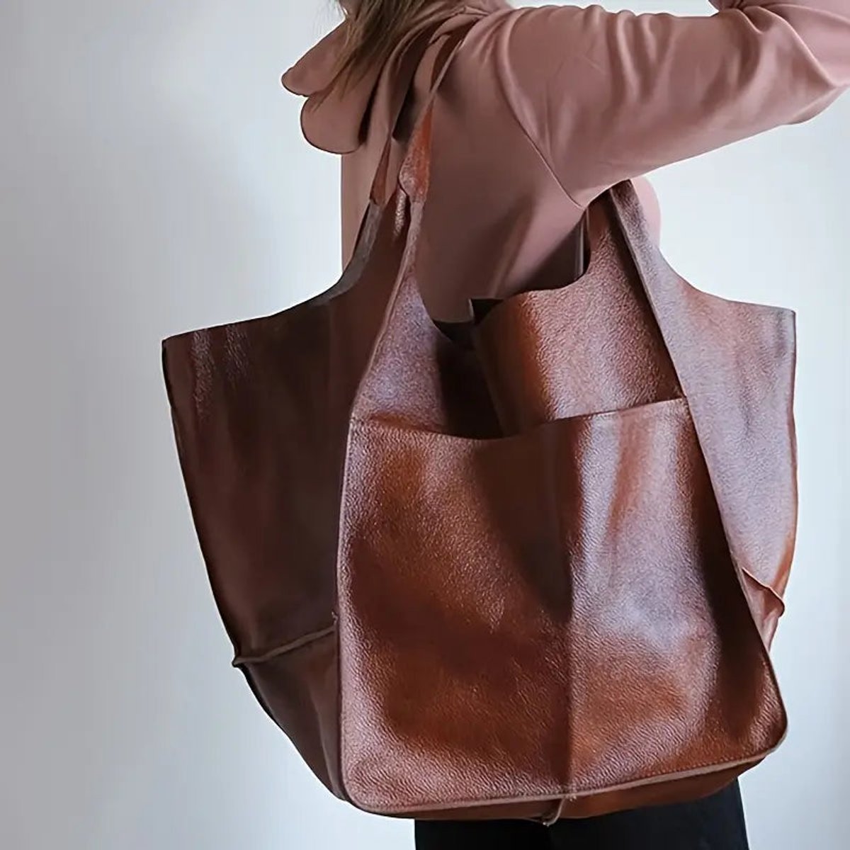 Charlotte Oversized Vegan Leather Tote Bag