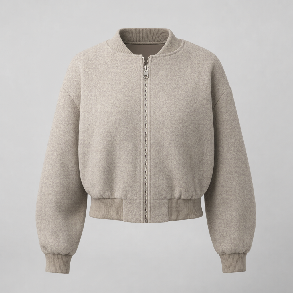 Bexley Fleece Bomber Jacket in gray, product shot