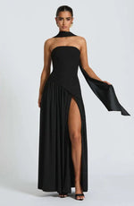 Elfriede Sleeveless A-Line Maxi Evening Dress with Leg Slit