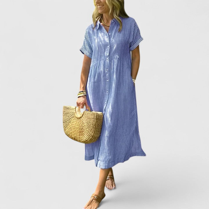 Maja Relaxed Striped Shirt Midi Dress