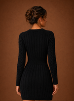 Women's Cable Knit Sweater Dress - Long Sleeve Mini Dress | Areleon