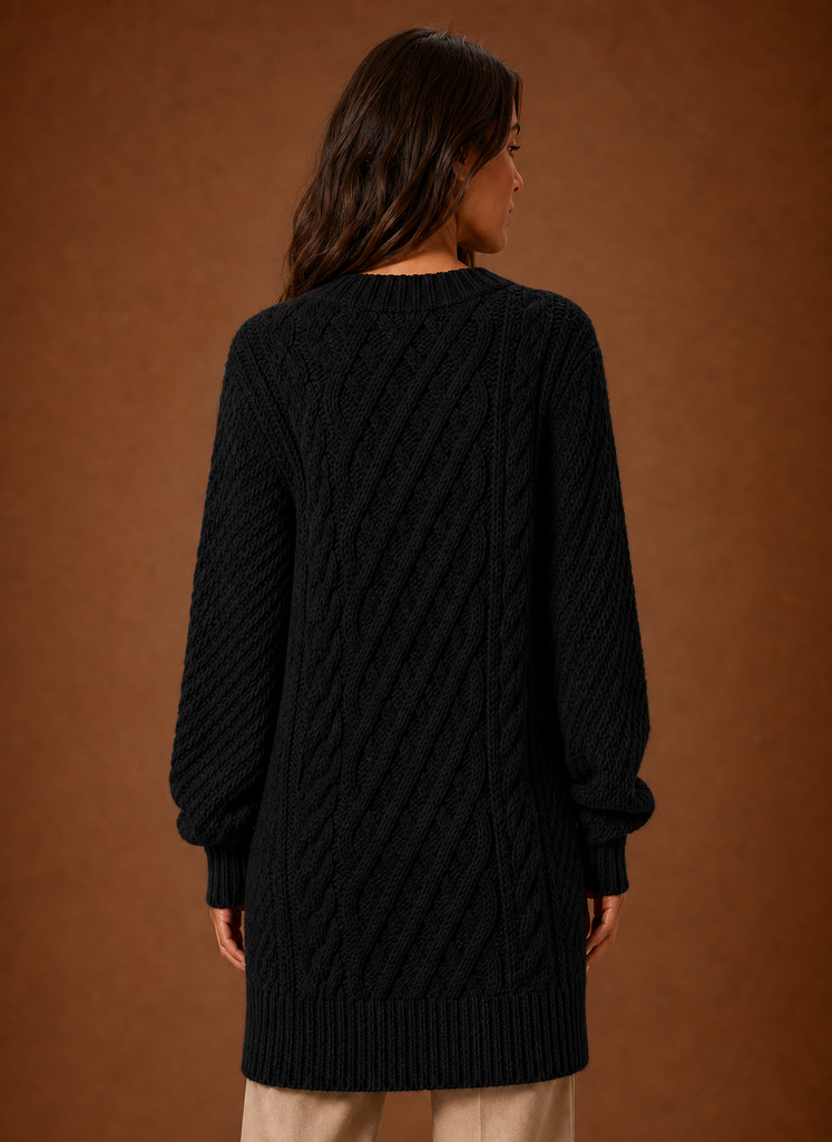 Women's Oversized Cable Knit Sweater Dress | Areleon