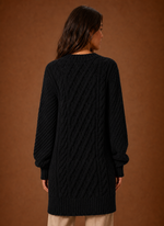 Women's Oversized Cable Knit Sweater Dress | Areleon