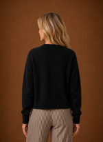 Women's Knit Cardigan - Button-Front Crew Neck Sweater | Areleon