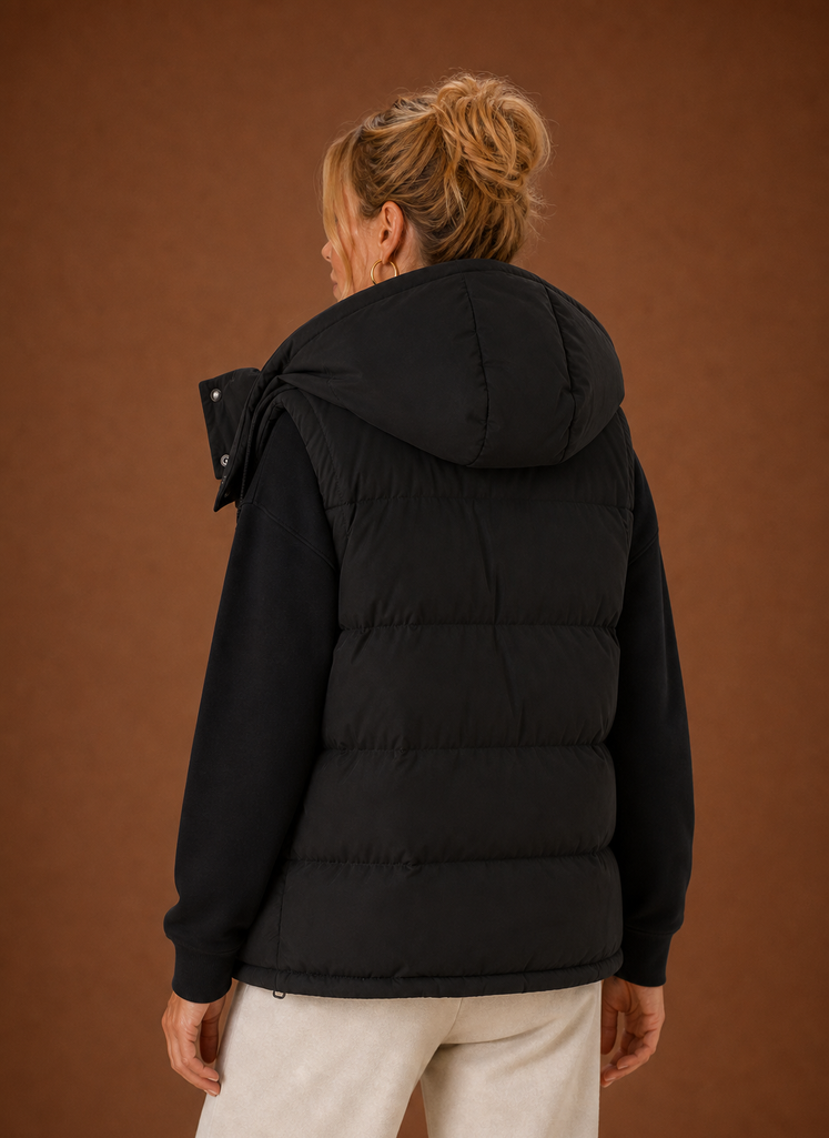 Women's Puffer Vest - Oversized Hooded Sleeveless Jacket | Areleon