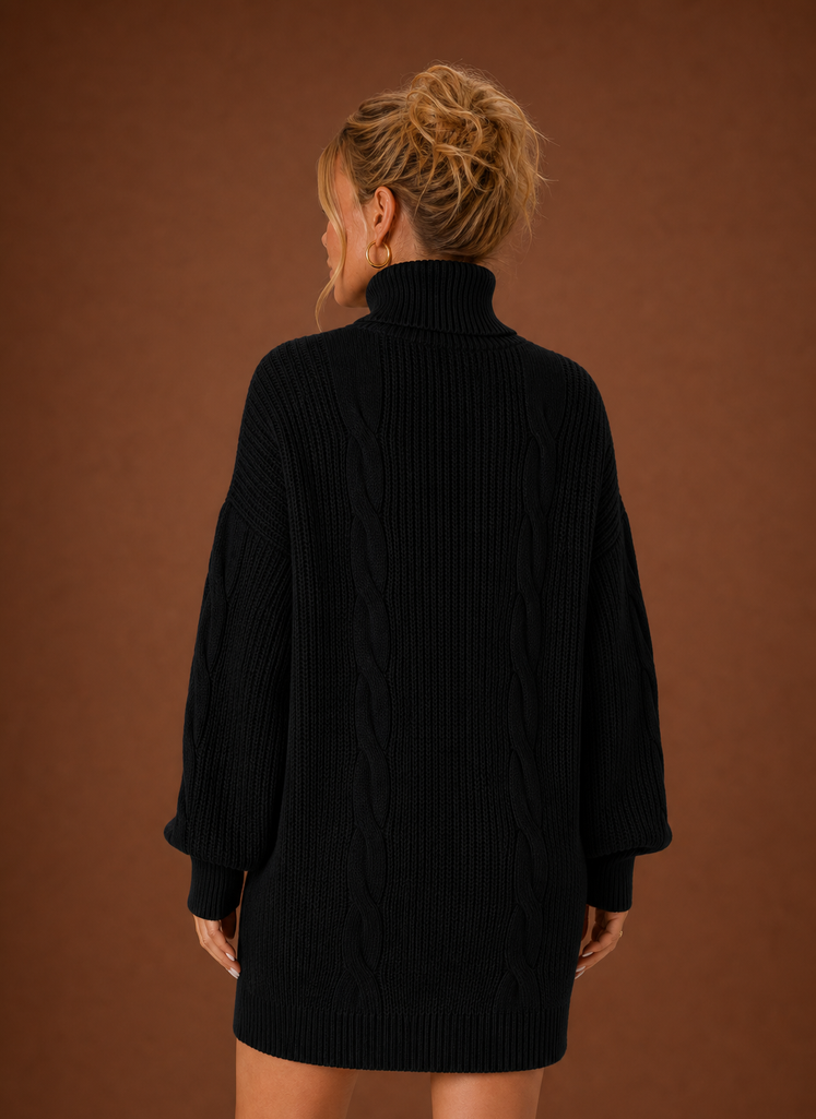 Women's Turtleneck Sweater Dress - Pullover Knit Dress | Areleon