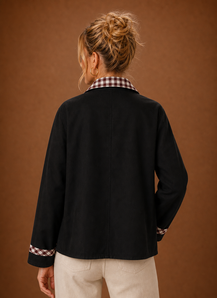 Women’s Barn Jacket - Check Collar Casual Coat | Areleon